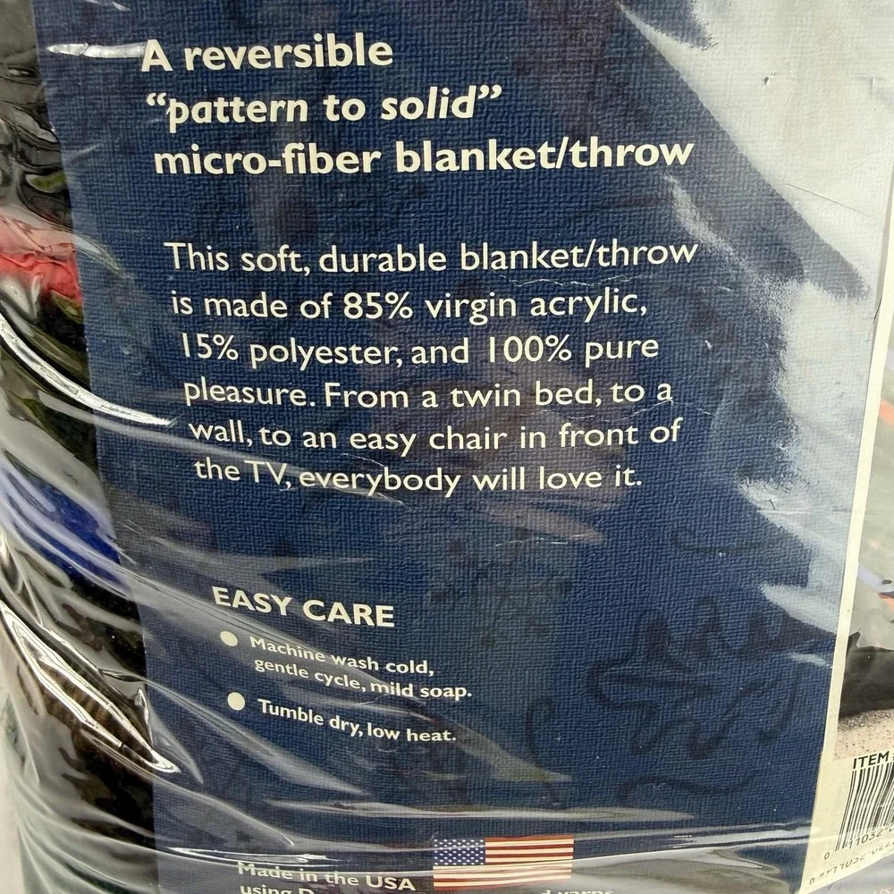 Biederlack of America Rowan Plaid Blanket Throw 60x80 Reversible USA 268336